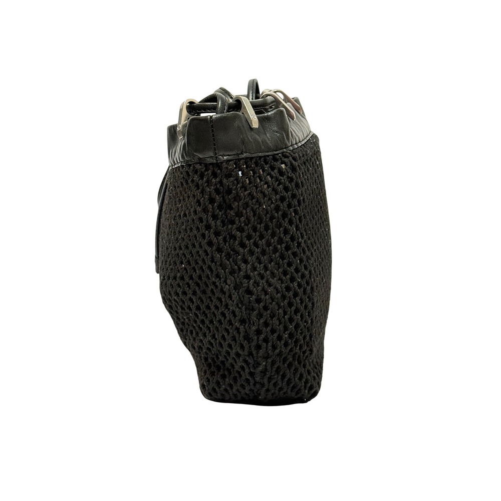 Rag & Bone Summer Dayton Drawstring Bag Black Leather Netting Crossbody Coastal - Picture 2 of 16